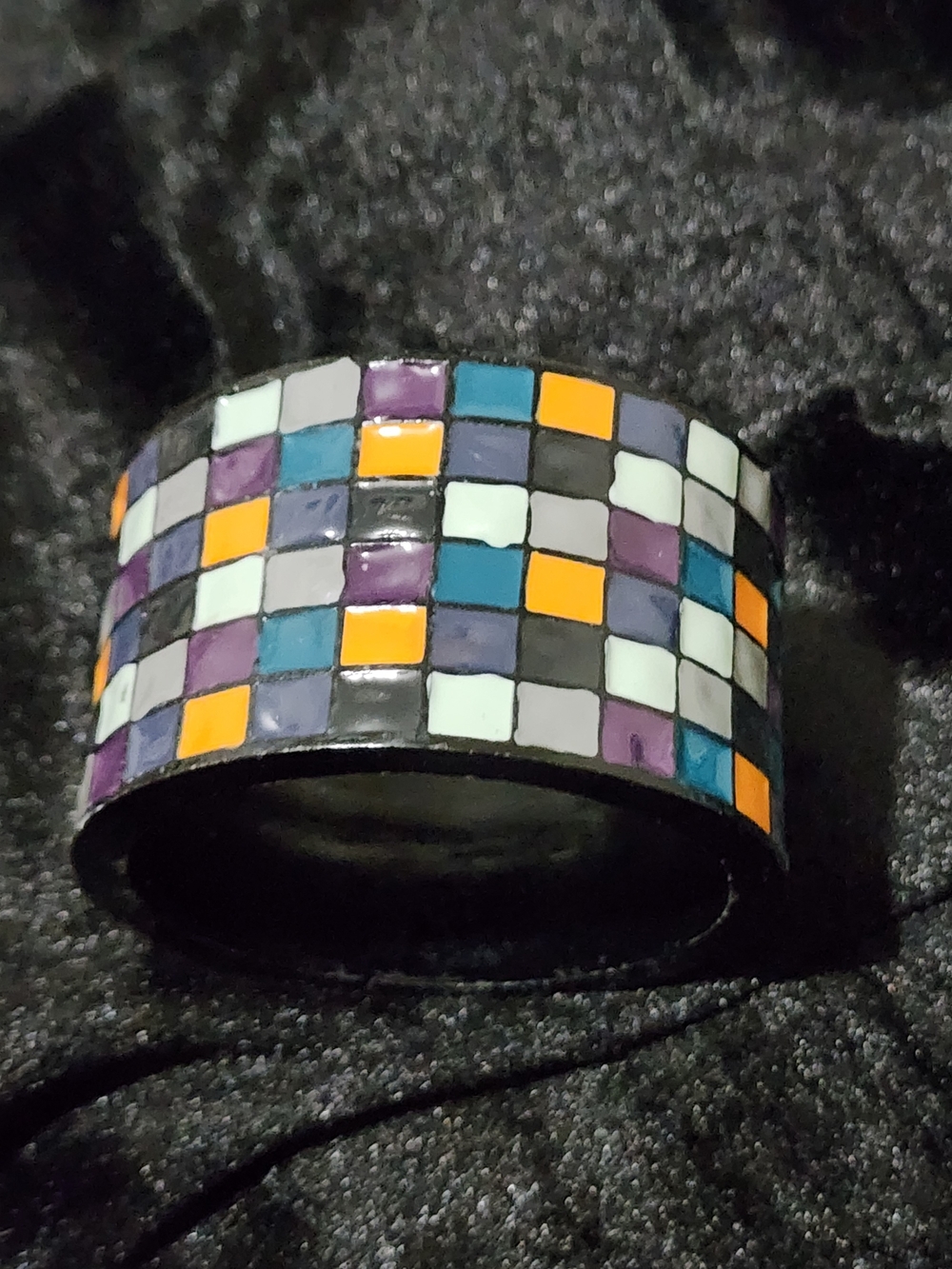 Enameled Color Block Multicolor Geometric Tile Bracelet